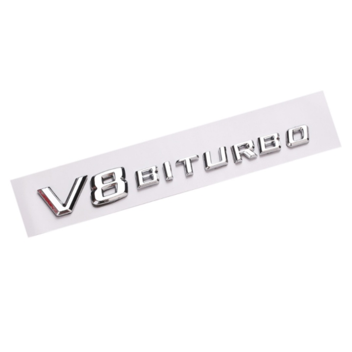 Decal tem chữ V8-Biturbo dán hông xe Mercedes mã V8BT - 1 hàng chữ