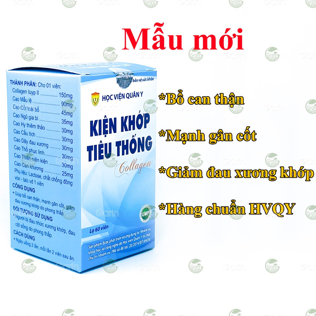 Liệu trình 3 tháng 6 hộp Kiện khớp tiêu thống Collagen Học Viện Quân Y (60 viên x 6) giúp giảm đau xương khớp