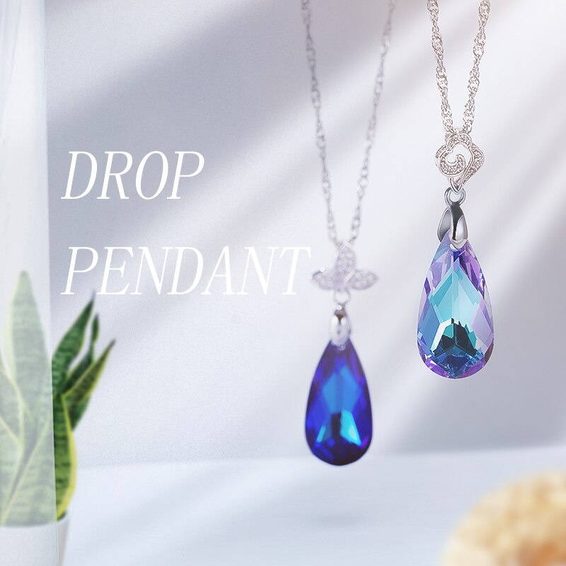 Vòng cổ Mặt Đá Pha Lê Hình Giọt Nước Lấp Lánh DIY