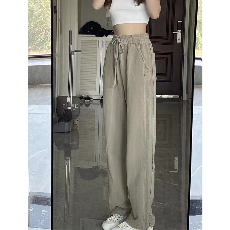 SUXI Quần Thể Thao Ống Rộng Màu Sắc Đơn Giản Cho Nữ