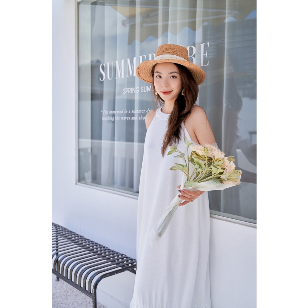 Đầm maxi cổ yếm dáng suông đuôi cá - V36