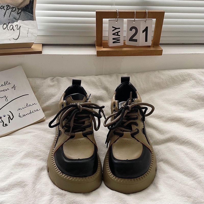 Giày lolita nữ độn đế cao,Giày da ulzzang nữ phong cách Hàn Quốc Ox100