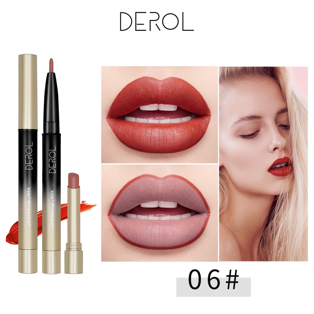 Derol Son Môi Hai Đầu 2 Trong 1 Có Chất Lì Không Dính Ly son lót Son môi mờ