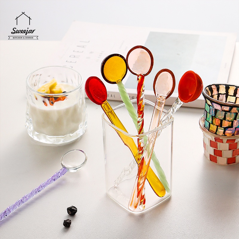 Sweejar 1 Muỗng Khuấy Cà Phê Bằng Thủy Tinh Có Tay Cầm Dài
