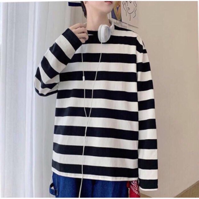 Áo SWEATER Kẻ Ngang Unisex Phong Cách HÀN QUỐC