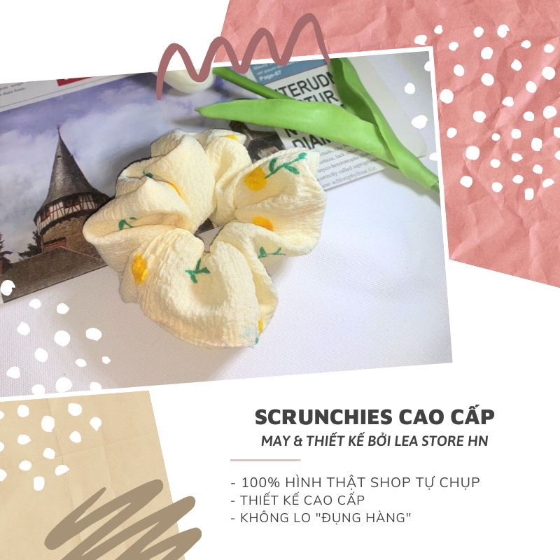 Dây Buộc Tóc Scrunchies  Vải Đũi Xốp Quả Cam N35