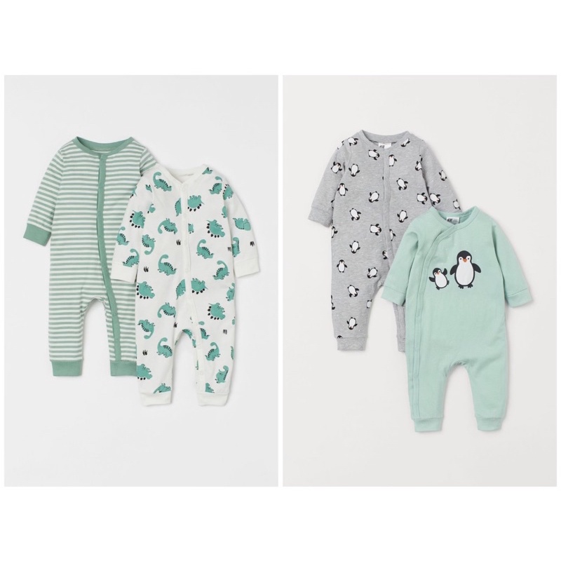Set 2 bộ ngủ liền thân dài tay cho bé trai hàng chính hãng