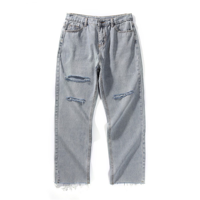 Quần baggy jean rộng rách gối , quần bò form rộng cá tính - phong cách trẻ  -Q16- cam kết Giặt không phai màu