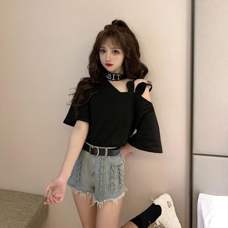 Áo Thun Nữ Ngắn Tay Hở Vai Phong Cách Hàn Quốc Thời Trang