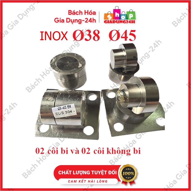 {Inox 304 Ø38,Ø45}Bộ bản lề cối xoay 360º  INOX  siêu chịu tải  Ø38,Ø45 - Dùng cho cửa 2 cánh-Giadung24h