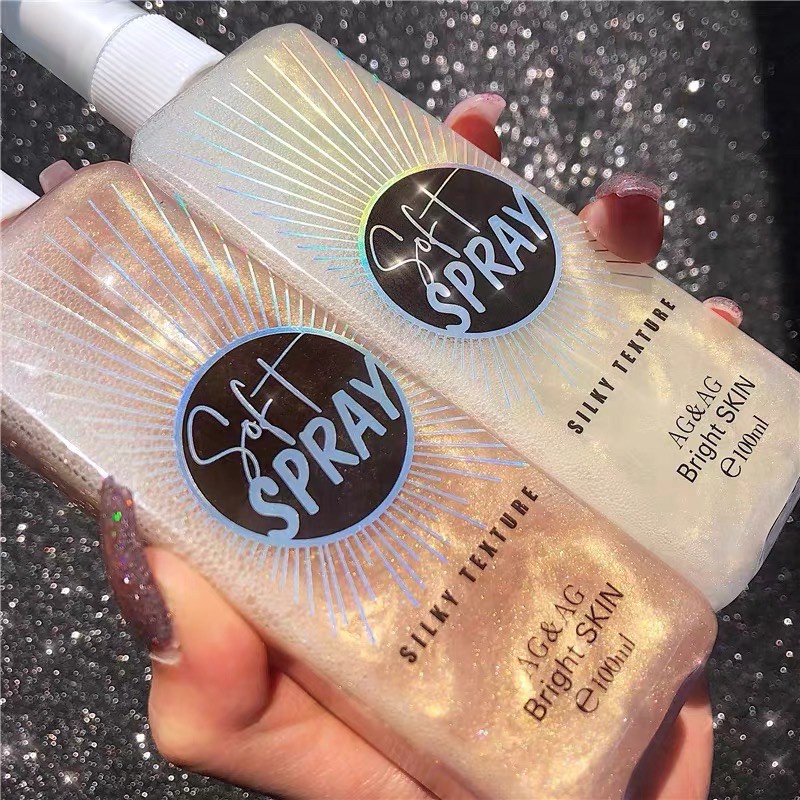 Xịt nhũ khóa nền trang điểm Soft Makeup Spray AG&AG 100ml nhủ chãy Stars Shine
