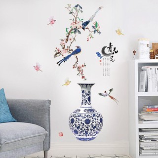 Decal 3D Bình hoa đào