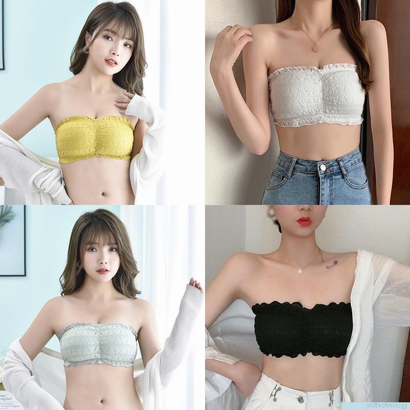Áo lót kiểu áo ống mềm không đường may phối ren quyến rũ dành cho nữ