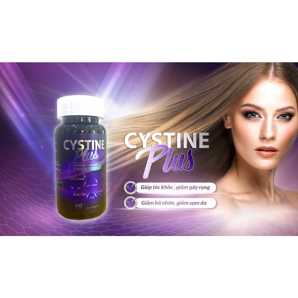 VIÊN UỐNG GIẢM MỤN, NGĂN RỤNG TÓC VÀ GIẢM SẮC TỐ CYSTINE PLUS SUPPLEMENT FACTS 60v