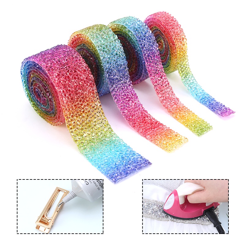 Qiao Băng Keo Đính Đá Giả Pha Lê Màu Cầu Vồng Dùng Trang Trí Quần Áo DIY