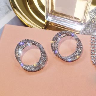 Bạc 925 Kim Vòng Tròn Bông Tai Tính Khí Hình Học Bông Tai Kim Cương Phù Hợp Với Bông Tai