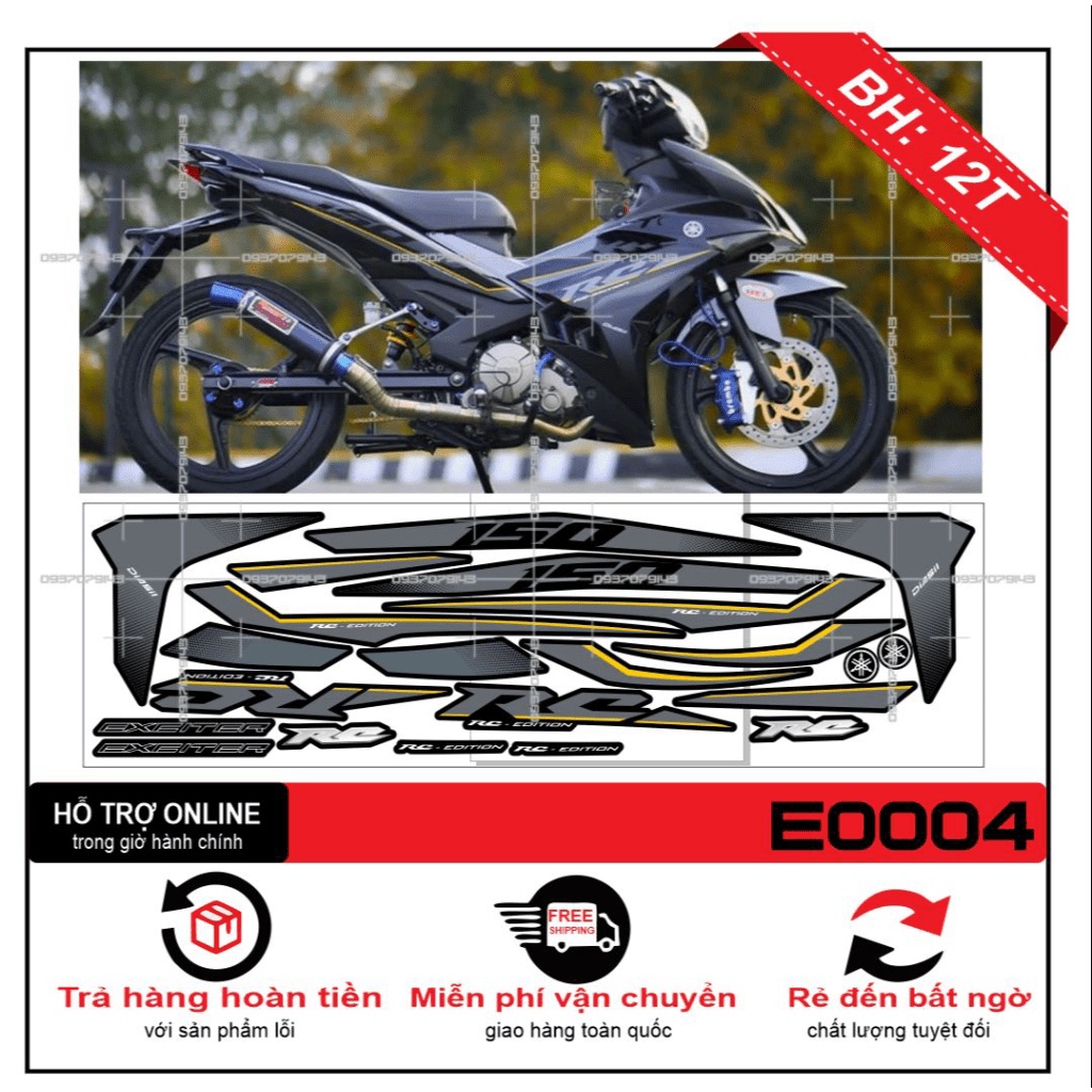 TEM XE EXCITER 150 XÁM ĐEN -- SHIN DECAL 2