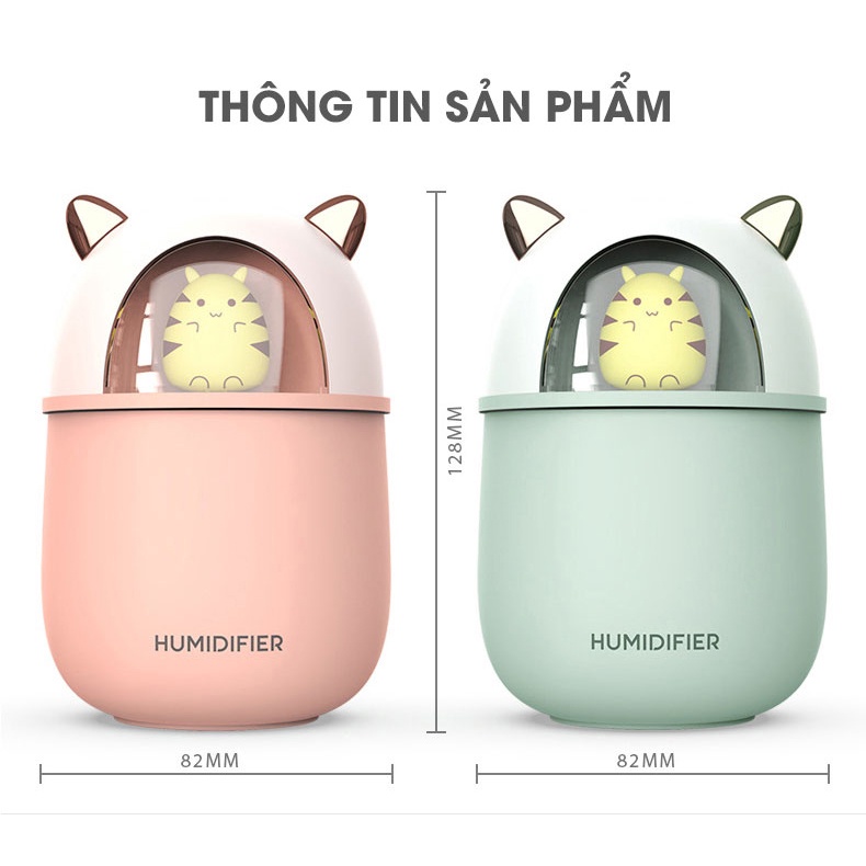 Máy Phun Sương Tạo Ẩm Nano - Máy Khuếch Tán Tinh Dầu Hình Thú 300ML [Có Sẵn - Full Box]