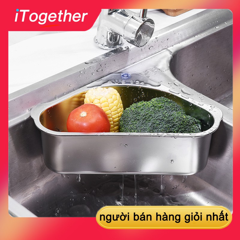 Rổ Inox Hình Tam Giác Ráo Nước Gắn Bồn Rửa Chén Tiện Dụng