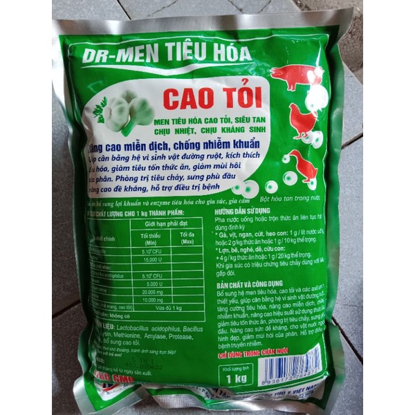 Men tiêu hoá cao tỏi 200g, 1kg men vi sinh thú y chim gà đá lợn vịt ngan dê thỏ cừu, chó mèo, trâu bò, cút