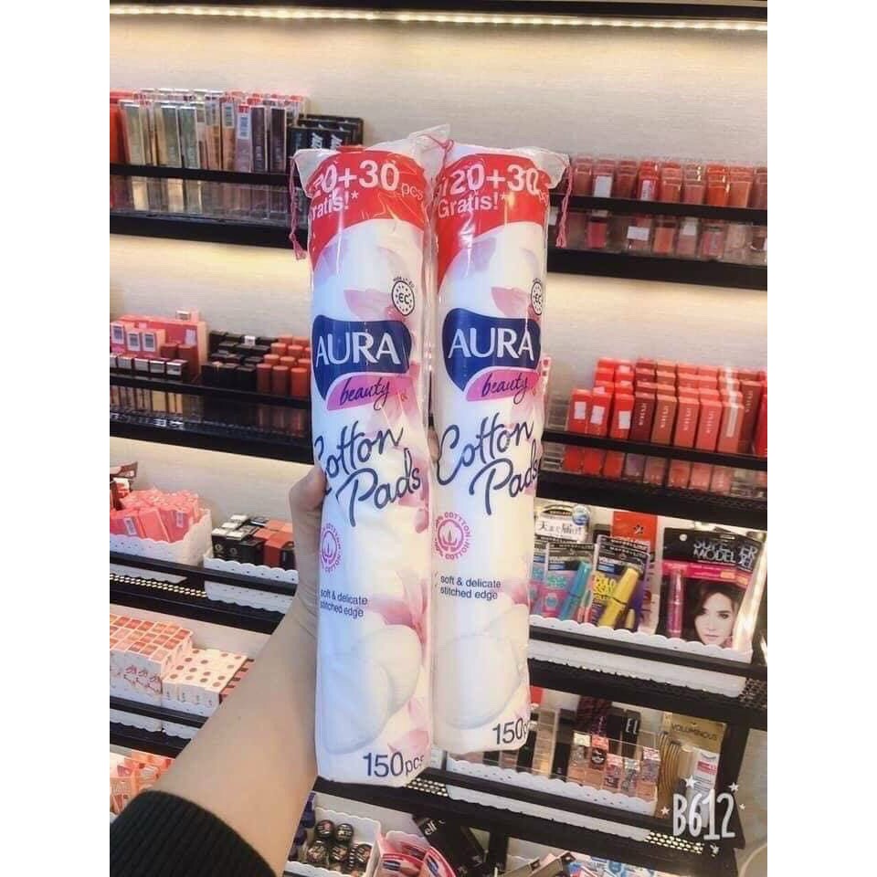 0157 Bông Tẩy Trang Aura 150 Miếng Cotton Beauty Cotton Pads