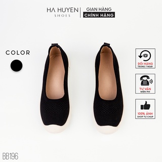 Giày Slip on nữ Hà Huyền Shoes mũi len lỗ đế răng dáng thể thao - BB196