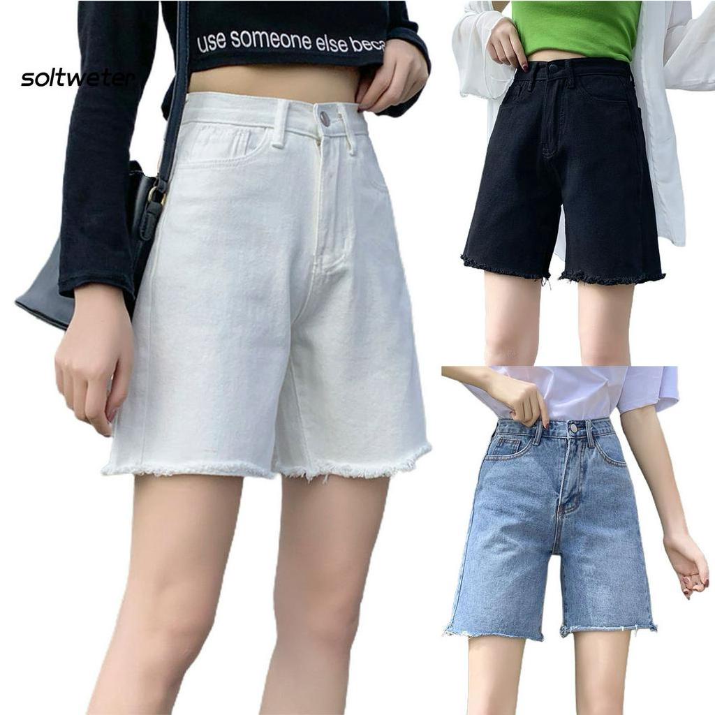 Quần Short Nữ Jeans Denim Lưng Cao Thời Trang Hàn