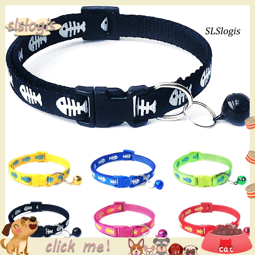 Vòng Cổ Hình Xương Cá Phối Chuông Có Thể Điều Chỉnh Cho Thú Cưng