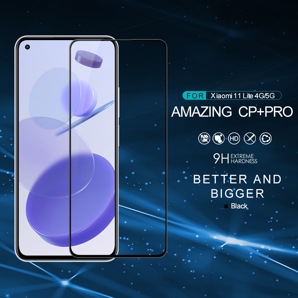 Kính cường lực Nillkin Amazing CP + Pro 9H bảo vệ toàn màn hình chống cháy nổ cho Xiaomi Mi 11 Lite 4G / 5G