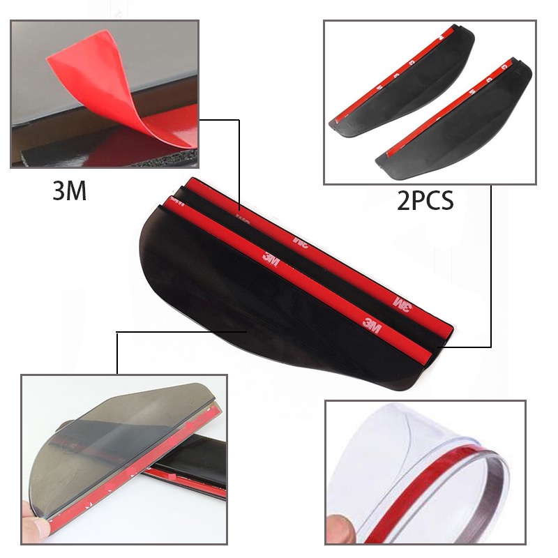 Bộ 2 Tấm Chắn Mưa Bằng Sợi carbon Dày Dặn Màu Đen Thông Dụng Cho Gương Chiếu Hậu Xe Hơi