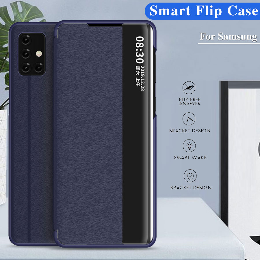 Bao da điện thoại nắp lật có cửa sổ màn hình cho Samsung Galaxy S20 Ultra S10 Plus S10e S9 S8 Plus S7 Edge S10 Lite