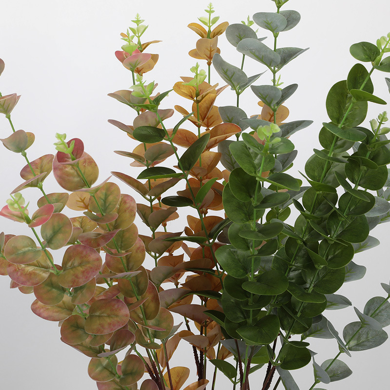 3D Silk Simulation Eucalyptus/ Real Touch Green Artificial Plants/ Fake Plant Leaf Home Wedding Garden Decoration
