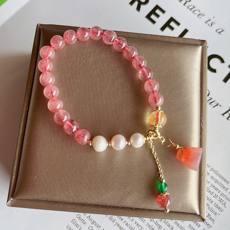 Vòng Đeo Tay Hình Bướm Đính Đá Pha Lê Hồng Thời Trang Xuân Hè Cho Nữ