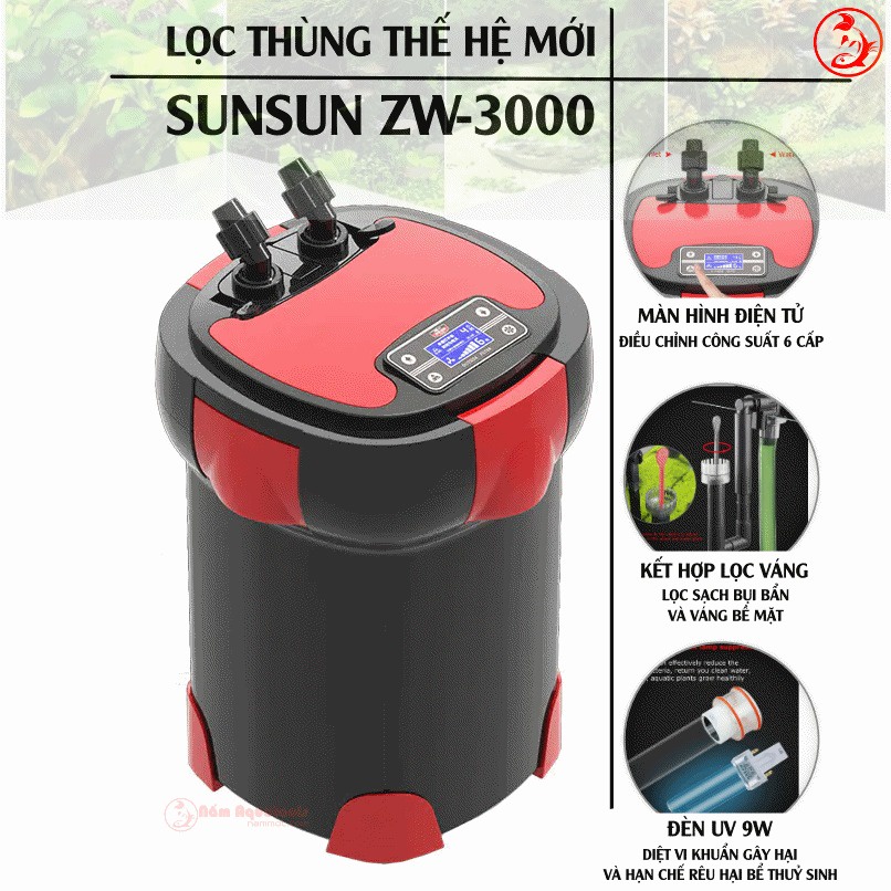 LỌC THÙNG ZW3000 TÍCH HỢP UV PHIÊN BẢN NÂNG CẤP TỪ HW3000 - CHUYÊN LỌC BỤI NUÔI VI SINH TRONG NƯỚC CHO HỒ CÁ THUỶ SINH