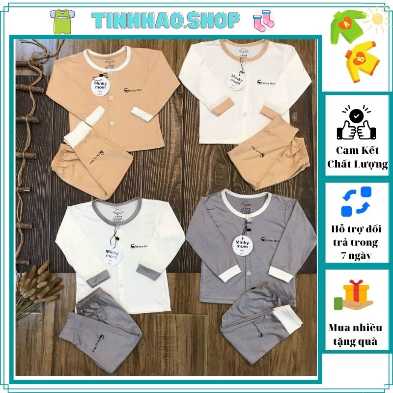 Sale sốc! Bộ quần áo trẻ em thu đông dài tay Minky mom chính hãng cho Bé Trai/ Bé Gái cúc cài giữa (DT5)