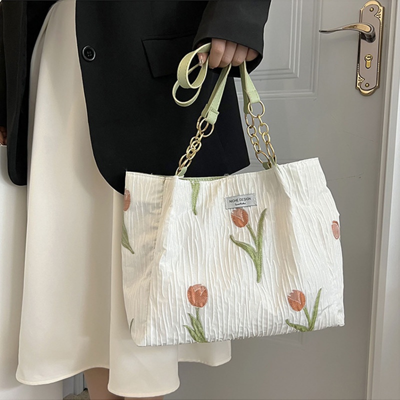 Túi Tote Đeo Vai / Xách Tay Sức Chứa Lớn In Họa Tiết Hoa Có Khóa Kéo Cho Bạn Thân