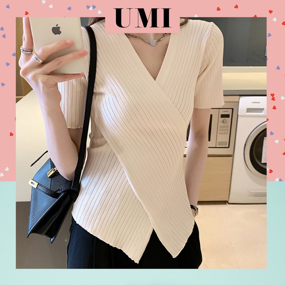 ÁO DỆT KIM ĐẮP CHÉO TÔN DÁNG CHUẨN PHONG CÁCH HÀN QUỐC ÁO CHÉO TÀ TÔN DÁNG