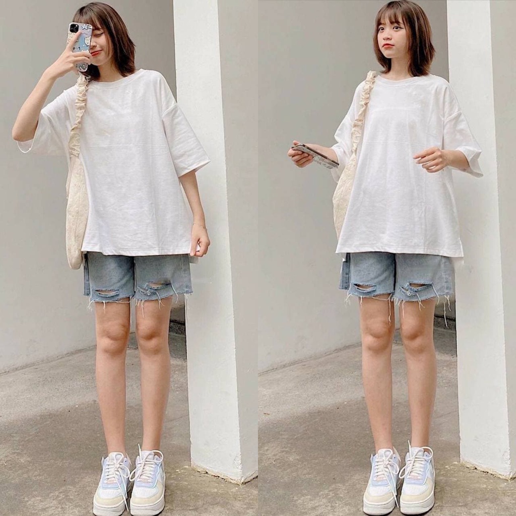 Quần sọt jean ngố lửng nữ rách tua Kyubi Ulzzang form rộng (Có Bigsize, Size đại) - Quần Short Jean Kyubi JN11