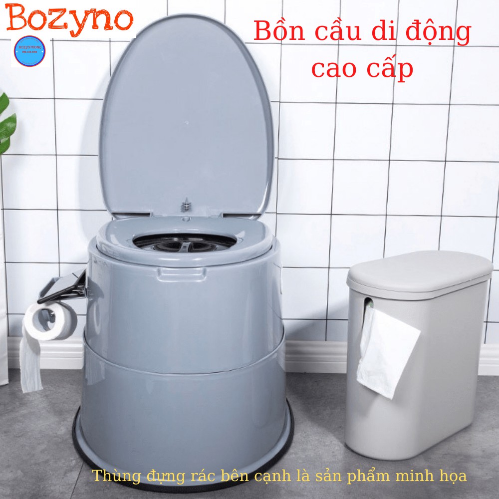 Bô vệ sinh cho người già, người bệnh Bozyno bằng nhựa cao 40cm, có dải cao su chống trơn trượt