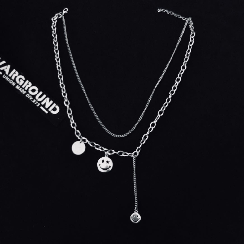 Dây Chuyền Hai Lớp Mặt Hình Mặt Cười Phong Cách Đường Phố Thời Trang Cho Nam Và Nữ 22238