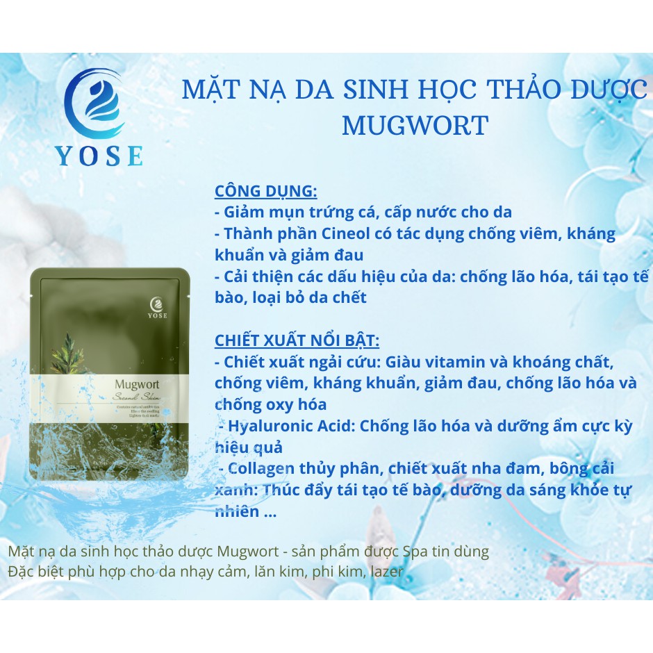 Mặt nạ da sinh học Coko Yose Mugwort - DỊU DA, CẤP NƯỚC, DƯỠNG ẨM, TRẮNG SÁNG