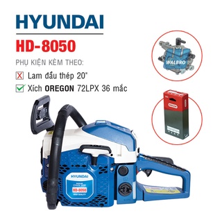 Máy cưa xích hyundai hd-8050| công suất 3.0hp | dung tích xy lanh 49.3