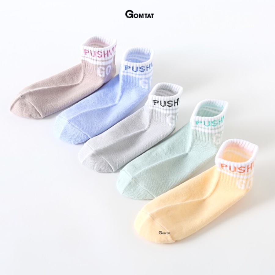 Set 5 đôi vớ nữ cổ ngắn GOMTAT mẫu Pushvit Go, chất liệu cotton kháng khuẩn cao cấp, thấm hút mồ hôi - CB085