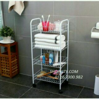 Kệ sắt để đồ 4 tầng có bánh xe