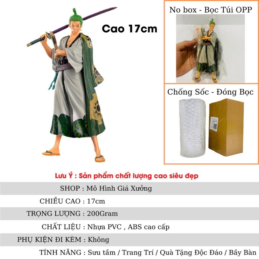 Mô Hình Roronoa Zoro ở Vương quốc Wano Cao 19cm -Tượng Figure One Piece