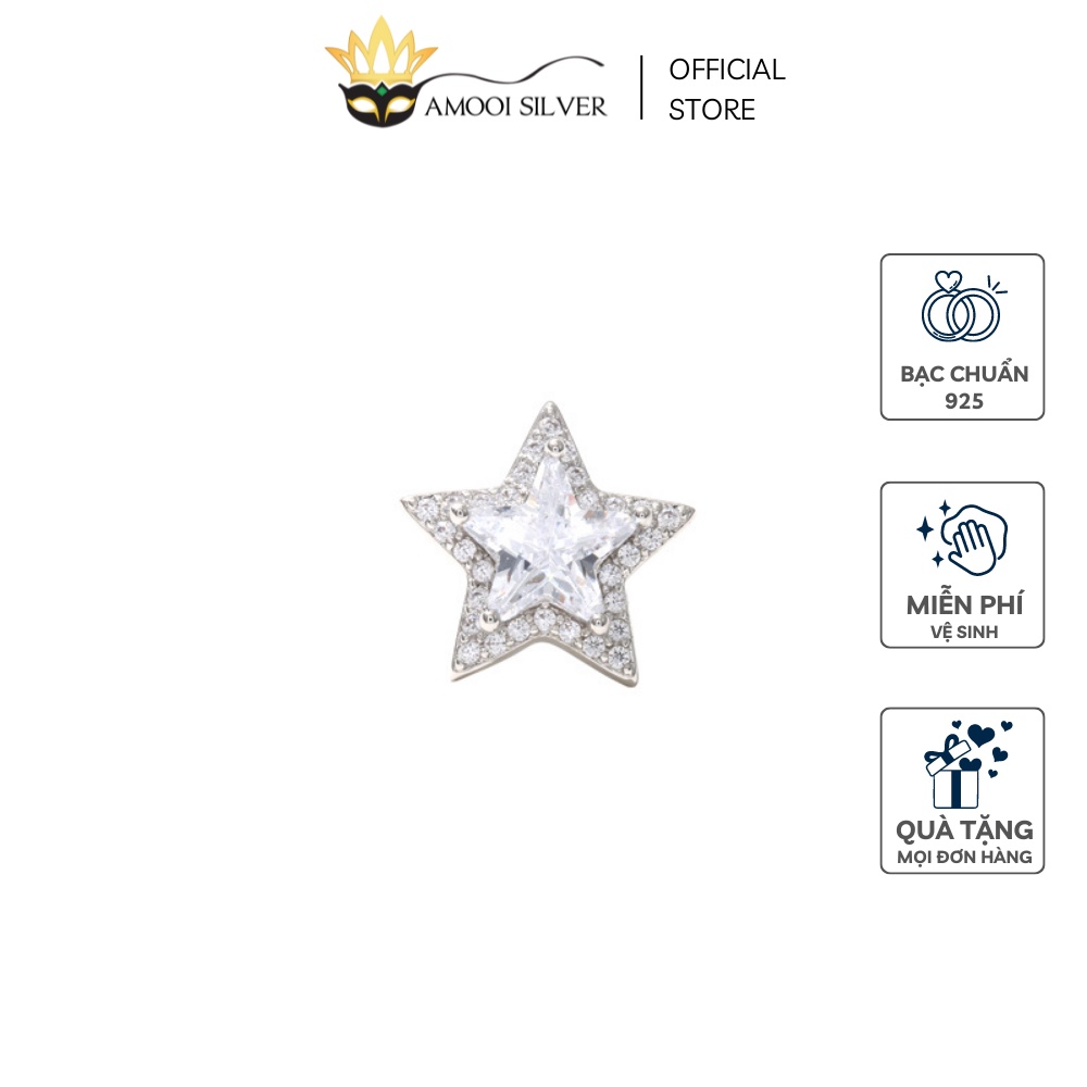 Bông tai bạc S925 ngôi sao to - Amooi Silver AB223