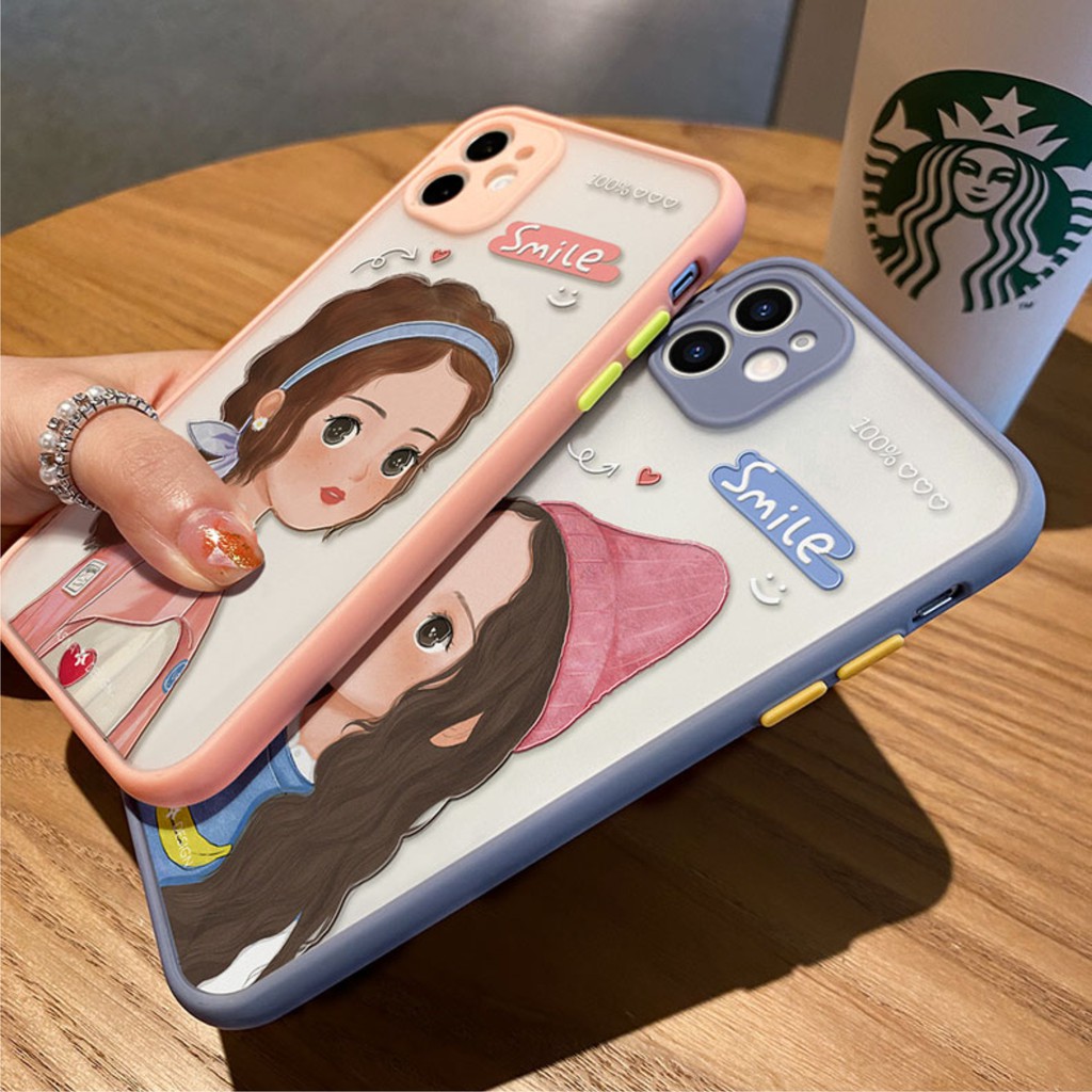 [ IPHONE ] Ốp Lưng Nhám Chống Sock, Va Đập Bảo Vệ Camera Girl Smile - G102