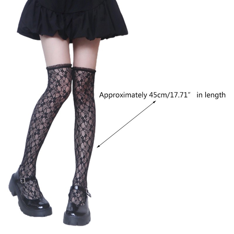 Đôi Vớ Lưới Dài Qua Gối Họa Tiết Hoa Thời Trang Cho Nữ