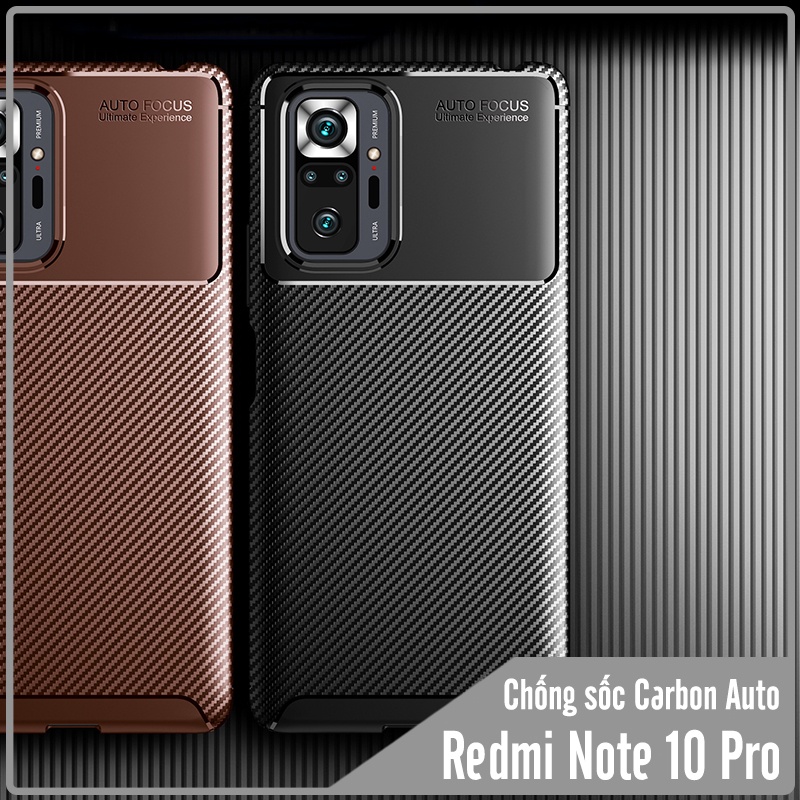 Ốp lưng cho Xiaomi Redmi Note 10 Pro chống sốc Carbon Auto Focus