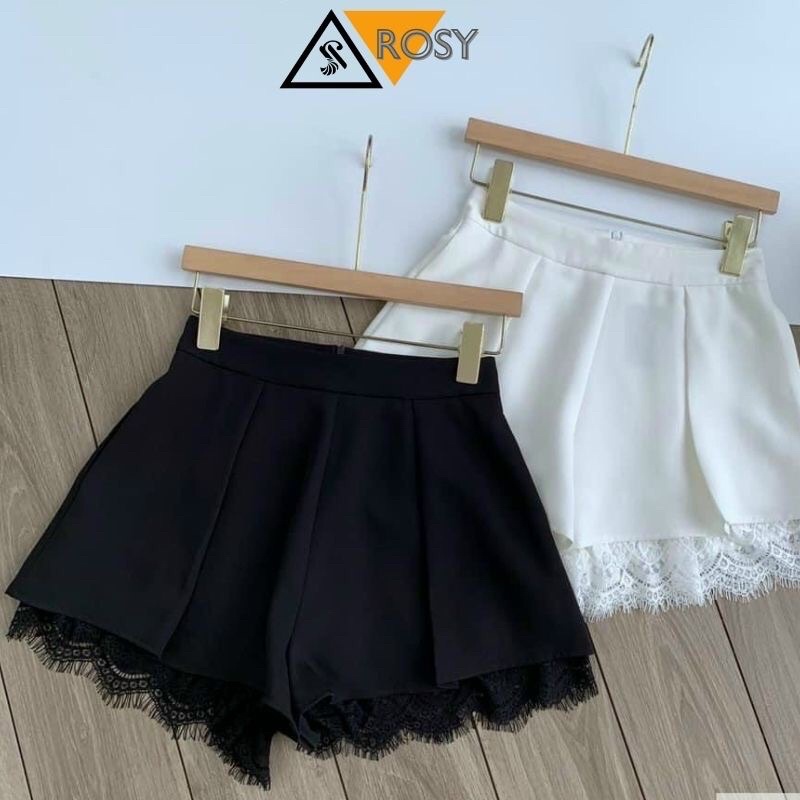 Chân váy ngắn xếp ly phối ren gấu tiểu thư